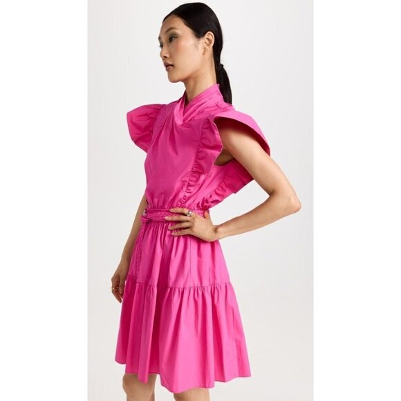 Derek Lam 10 Crosby Finn Ruffle Wrap Mini Dress Pink Womens Size 44 US 10 - Picture 4 of 15